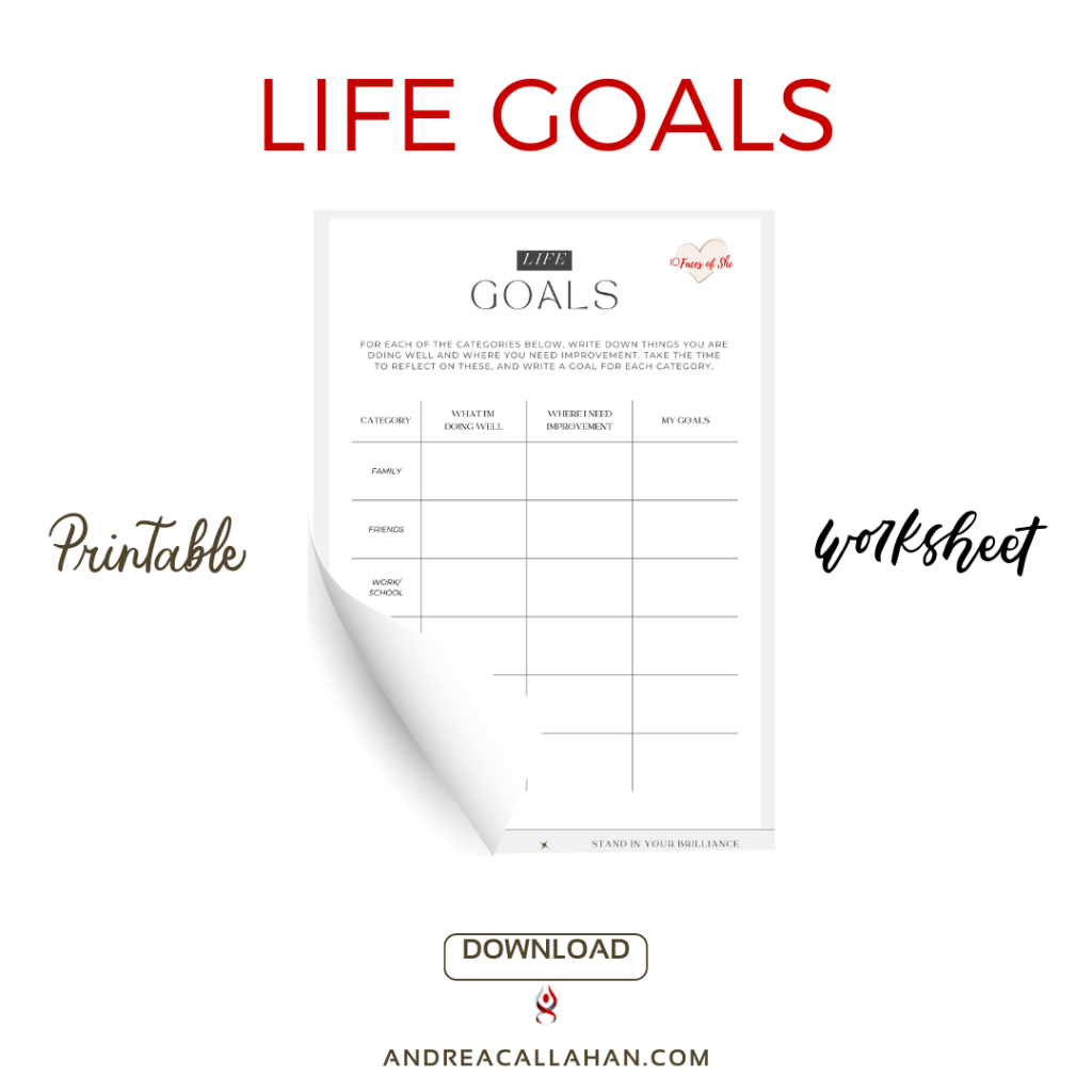 Life Goals worksheet by Andrea Callahan